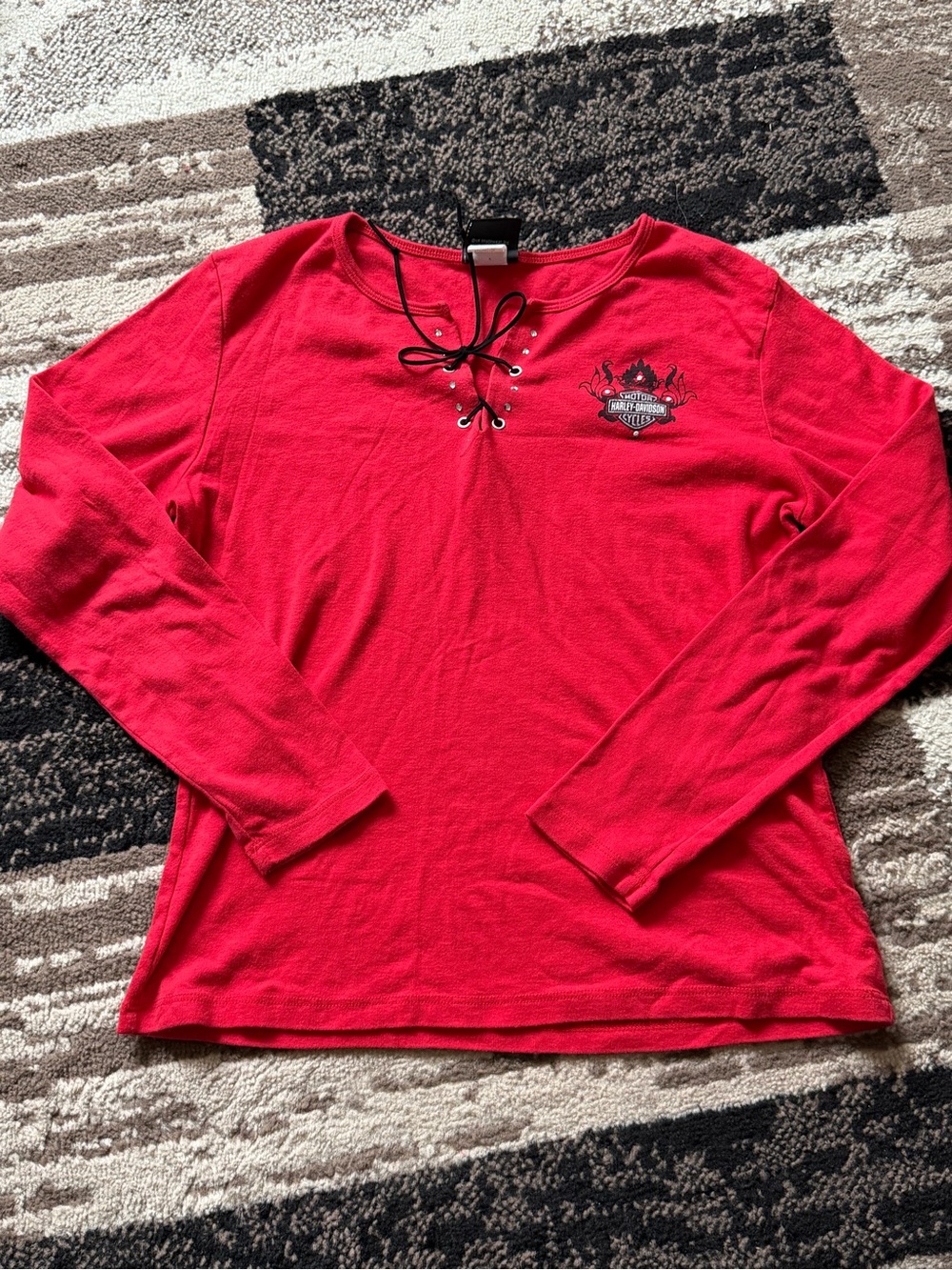 Women’s Harley-Davidson Red Lace-Up Long Sleeve Tee